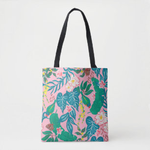 Guache painting seamless pattern with abstract tro tote bag
