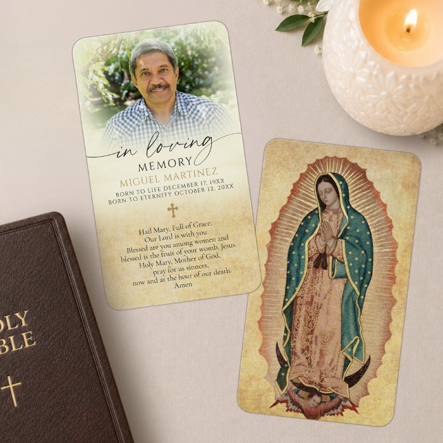Guadalupe Funeral Catholic Photo Memorial Card (Creator Uploaded)
