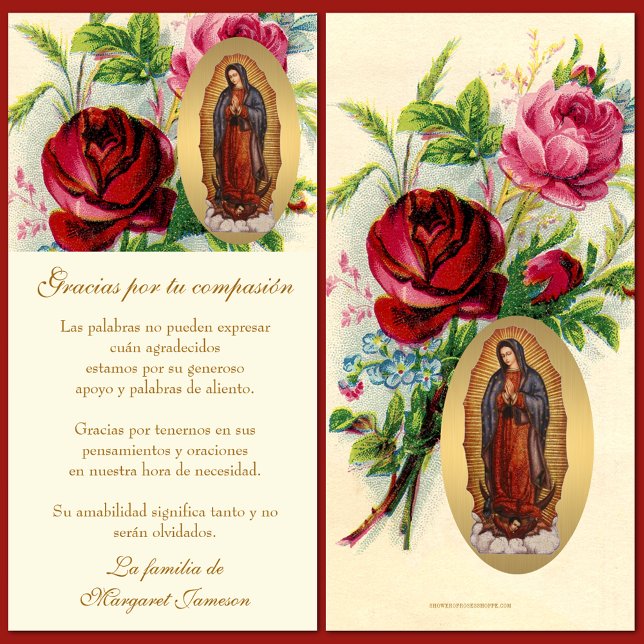Guadalupe  Funeral Virgin Mary Condolence Spanish  Thank You Card (Creator Uploaded)