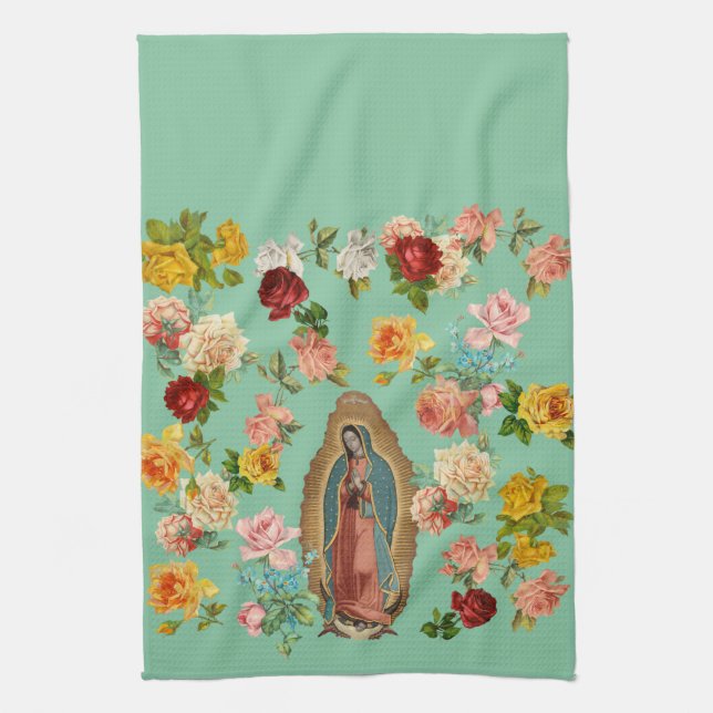 Guadalupe Kitchen Towel (mint) (Vertical)