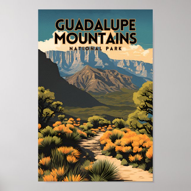 Guadalupe Mountains National Park Retro Travel  Poster (Front)
