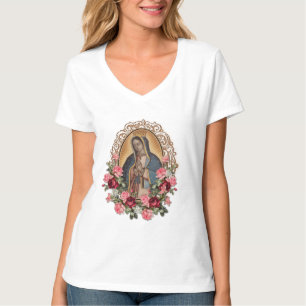 Guadalupe Spanish Catholic Roses Virgin Mary T-Shirt