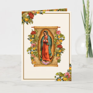 Guadalupe Virgin Mary Catholic Religious Roses Thank You Card