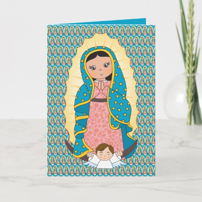 Guadalupe Virgin Mary Child  Angel Feast Day Thank You Card (Front)
