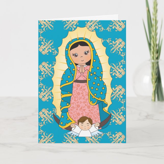 Guadalupe Virgin Mary Child  Angel Thank You Card (Front)