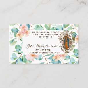 Guadalupe Virgin Mary Eucalyptus Religious Floral Business Card