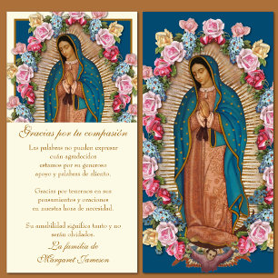 Guadalupe Virgin Mary Funeral Condolence Spanish Thank You Card