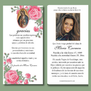 Guadalupe Virgin Mary Funeral Condolence Spanish  Thank You Card