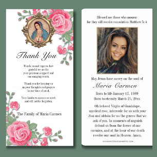 Guadalupe Virgin Mary Funeral Condolence Spanish  Thank You Card