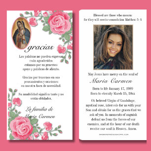 Guadalupe Virgin Mary Funeral Condolence Spanish Thank You Card