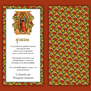 Guadalupe Virgin Mary Funeral Condolence Spanish  Thank You Card