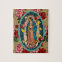 Guadalupe Virgin Mary Red Roses Religious