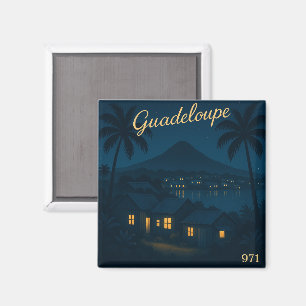 Guadeloupe 971 - Tropical Night Illustration Magnet