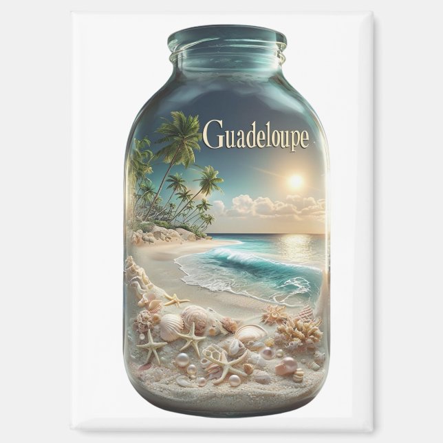 Guadeloupe Beach Magnet in a Bottle (Front)