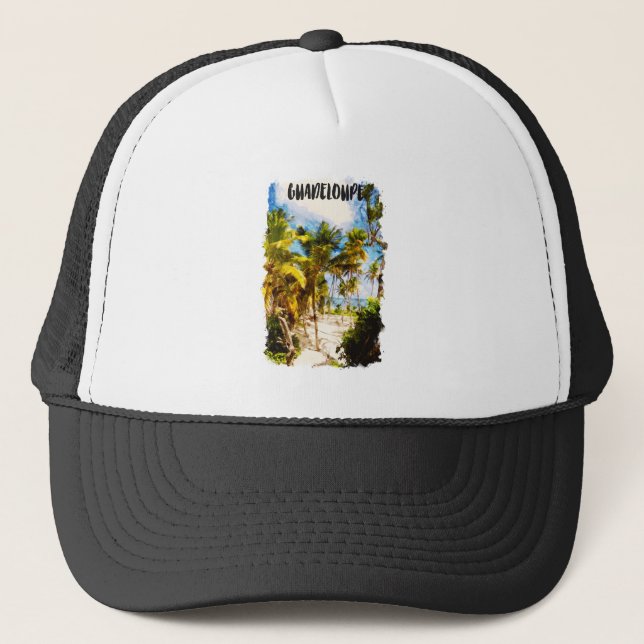 Guadeloupe Caribbean Tropiccal Island Travel Trucker Hat (Front)