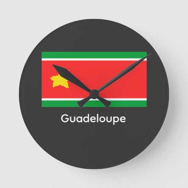 Guadeloupe flag  round clock (Front)