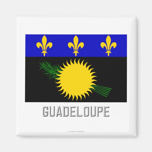 Guadeloupe flag with name magnet (Front)