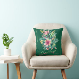 Guadeloupe Paradise Island - Tropical Flowers Cushion