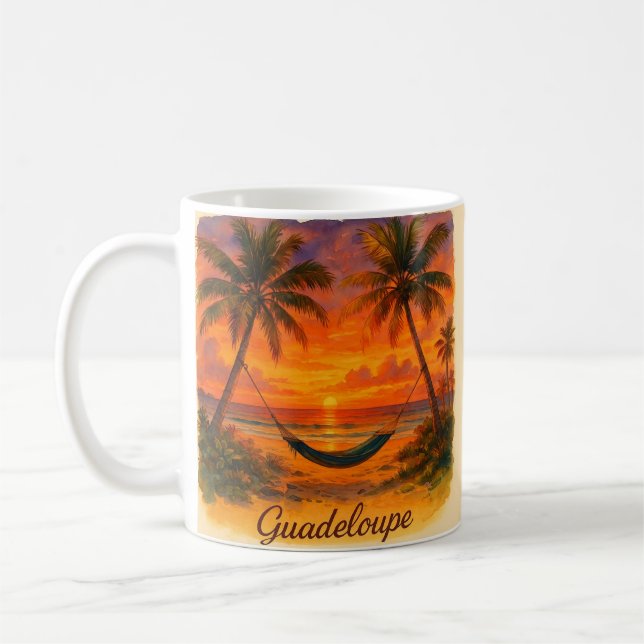Guadeloupe – Tropical Sunset with Hammock Coffee Mug (Left)