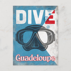 Guadeloupe Vintage Scuba Diving Mask Postcard