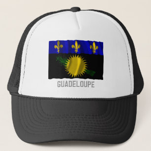 Guadeloupe waving flag with name trucker hat