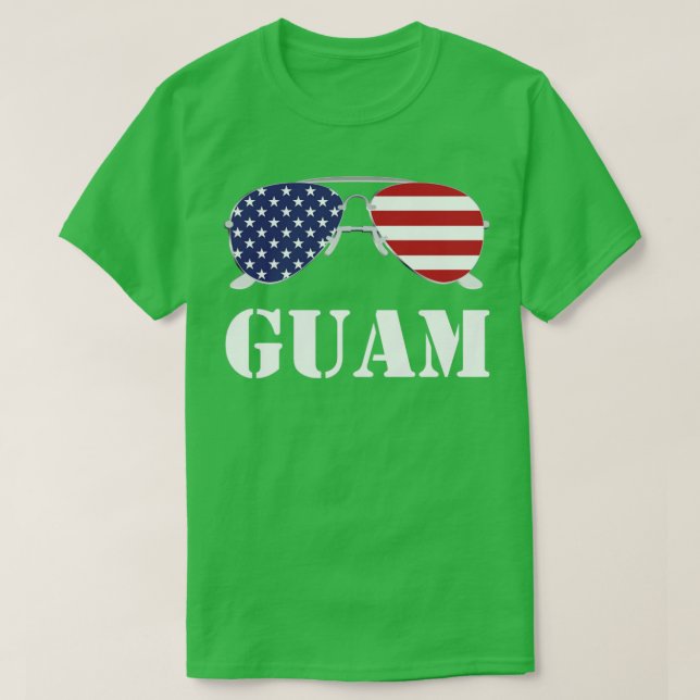 Guam American Flag Sunglasses Patriotic T-Shirt (Design Front)