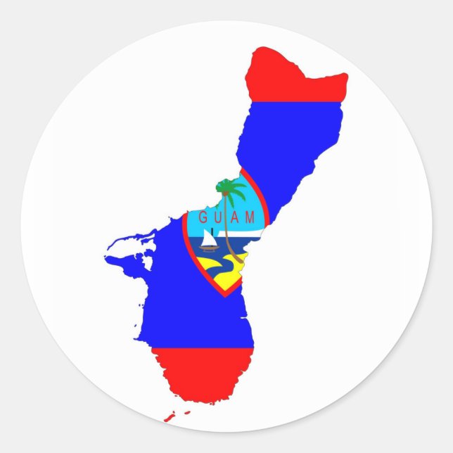 guam country flag map shape silhouette classic round sticker (Front)