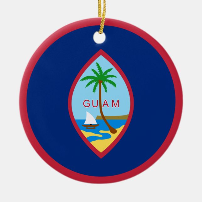 Guam flag  ceramic tree decoration (Front)