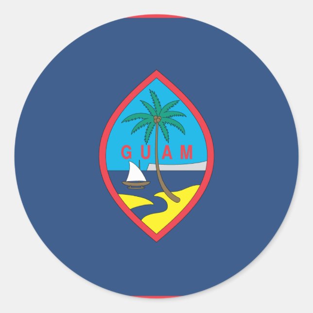 GUAM FLAG CLASSIC ROUND STICKER (Front)