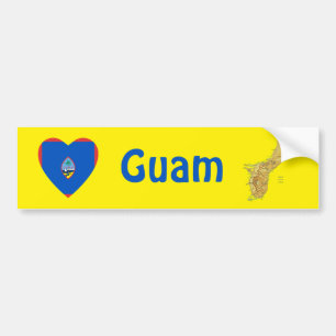 Guam Flag Heart + Map Bumper Sticker