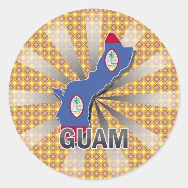 Guam Flag Map 2.0 Classic Round Sticker (Front)
