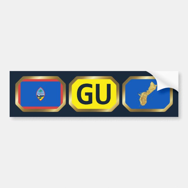 Guam Flag Map Code Bumper Sticker (Front)