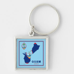 Guam Flag Map & Seal Key Ring