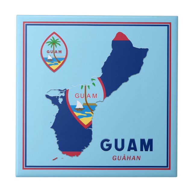 Guam Flag Map & Seal Tile (Front)