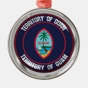 Guam Round Emblem Metal Tree Decoration