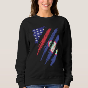 Guamanian American Patriot Grown Heart Flag Stripe Sweatshirt