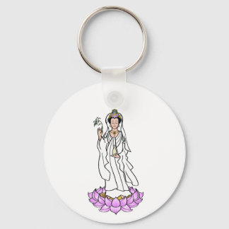 Guan Yin Bodhisattva on Lotus Keychain 