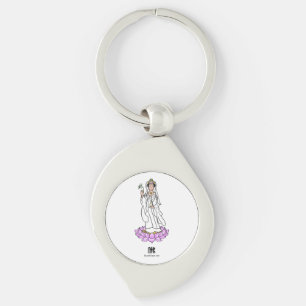 Guan Yin Bodhisattva on Lotus Metal Keychain 