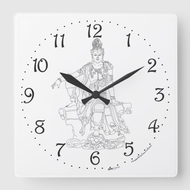 Guan Yin Square Wall Clock (Front)