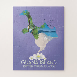 Guana Island British Virgin Islands travel poster Jigsaw Puzzle