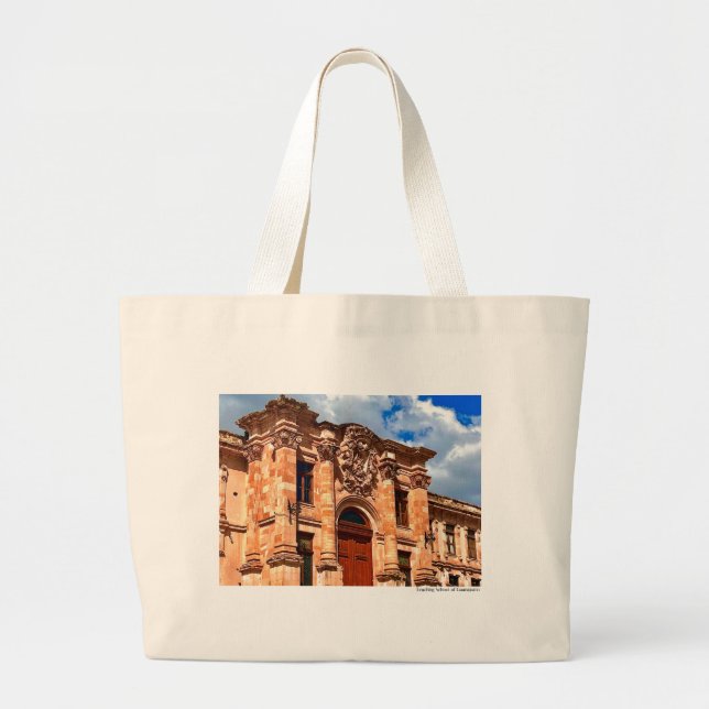 Guanajuato Pink Quarry Colonial Building Large Tote Bag (Front)