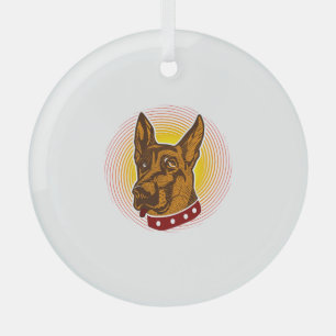 Guard Dog Belgian Malinois Shepherd Glass Tree Decoration