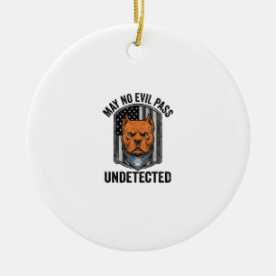 Guard Dog May No Evil Pass Vintage Vector Design Ceramic Tree Decoration