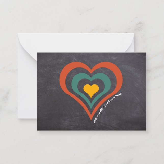 Guard Your Heart Bible Verse Retro Christian Note  Card (Front)