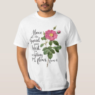 Guard your Heart - Vintage Rose, Proverbs 4:23 T-Shirt