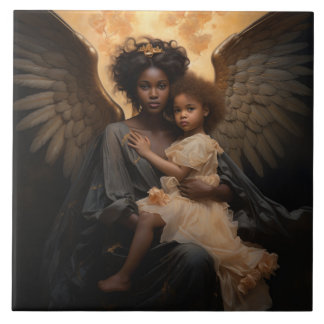 Guardian Angel African Angel Tile