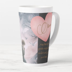 Guardian angel and child praying together latte mug