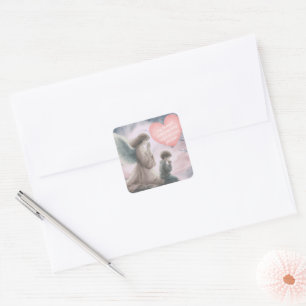 Guardian angel and child praying together square sticker