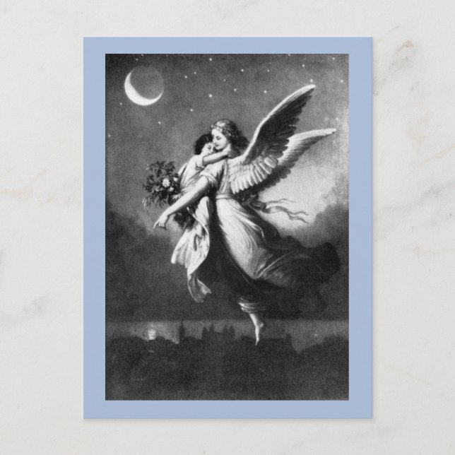 Guardian Angel At Night Postcard (Front)
