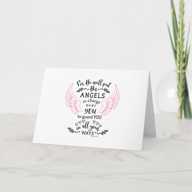 Guardian Angel Bible Scripture Verse Psalm 91 Card (Front)